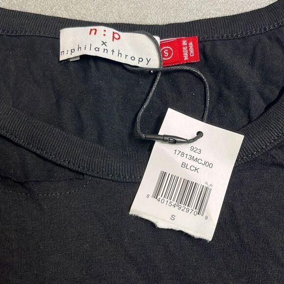 Revolve n:Philanthropy Cypress Slit Cutout TShirt Black Distressed Small NWT - Picture 5 of 7